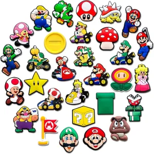 30Pcs Cartoon Game Shoe Charms for Clog Sandals Bracelets Decoration, Cute Charms for Party