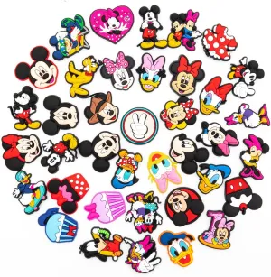 38 Pcs Cartoon Croc Charms for Kids Boys Girls Mouse Croc Charms Pack Cute Croc Pins Accessories Cartoon Charms for Shoes Clogs Slides Bracelet Wristband Shoe Decoration
