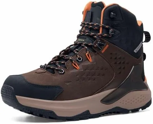 ACE Work Boots Arrow, Men's 6" Soft Toe Slip Resistant Work Boots, Water Resistant,4-Season Grip, Brown, Men's 11 Medium