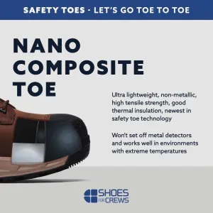 ACE Work Boots Everglades, Men's 6" Nano Composite Toe (NCT) Work Boots, Slip Resistant, Water Resistant, Black, Size 14