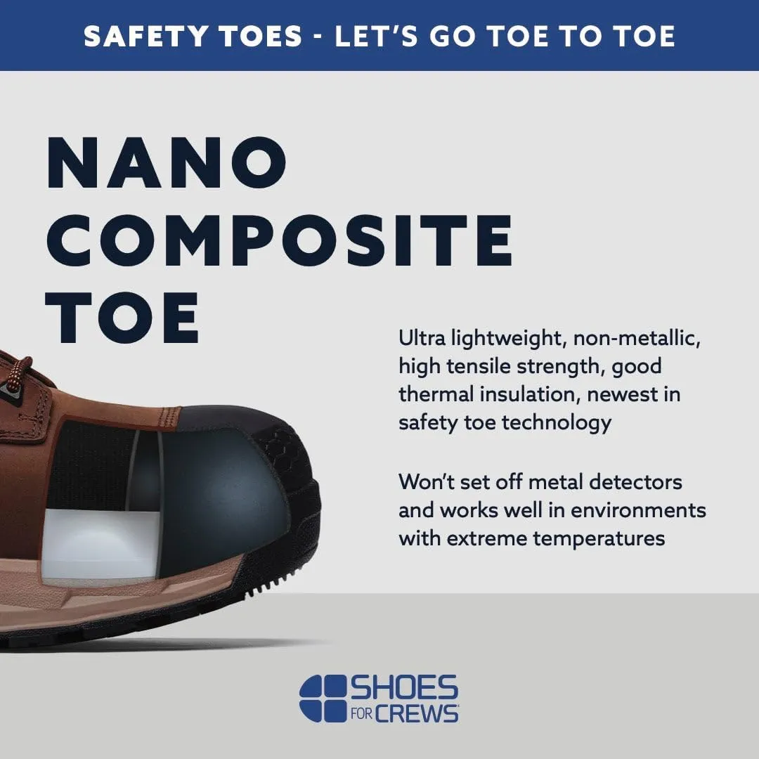 ACE Work Boots Everglades, Men's 6" Nano Composite Toe (NCT) Work Boots, Slip Resistant, Water Resistant, Black, Size 14