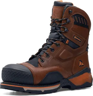 ACE Work Boots Roan Mountain, Men's 8 Inch - Nano Composite Toe,Waterproof Work Boots, Slip Resistant, Brown, Size 14