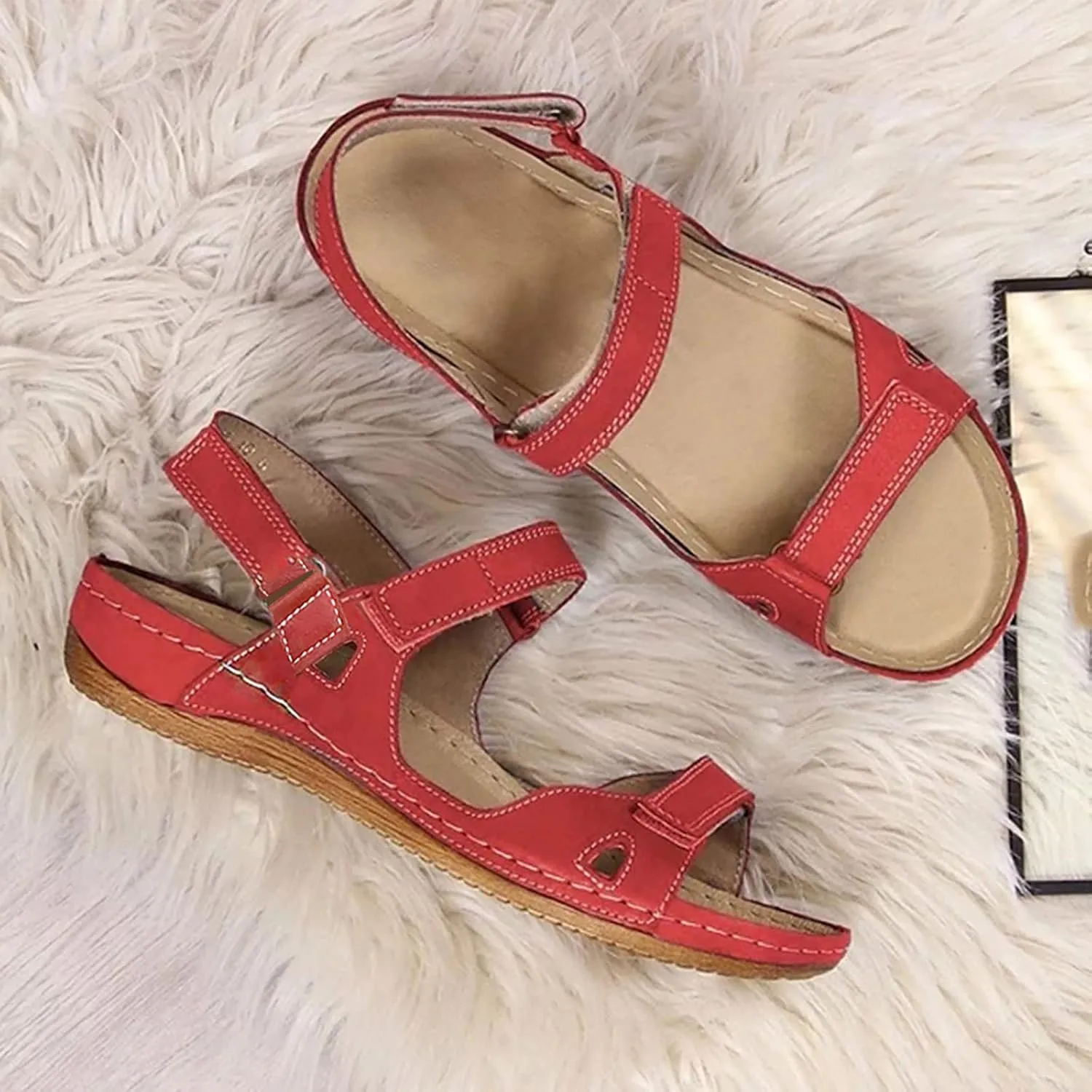 AMDBEL Orthopedic Sandals for Women, Sandals Women Dressy Arch Support Flip Flops Black Walking Shoes Wedding Sandals Slipper