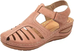 AMDBEL Orthopedic Sandals for Women, Sandals Women Dressy Strappy Black Heels Shoes with Arch Support Leather Slide Sandals