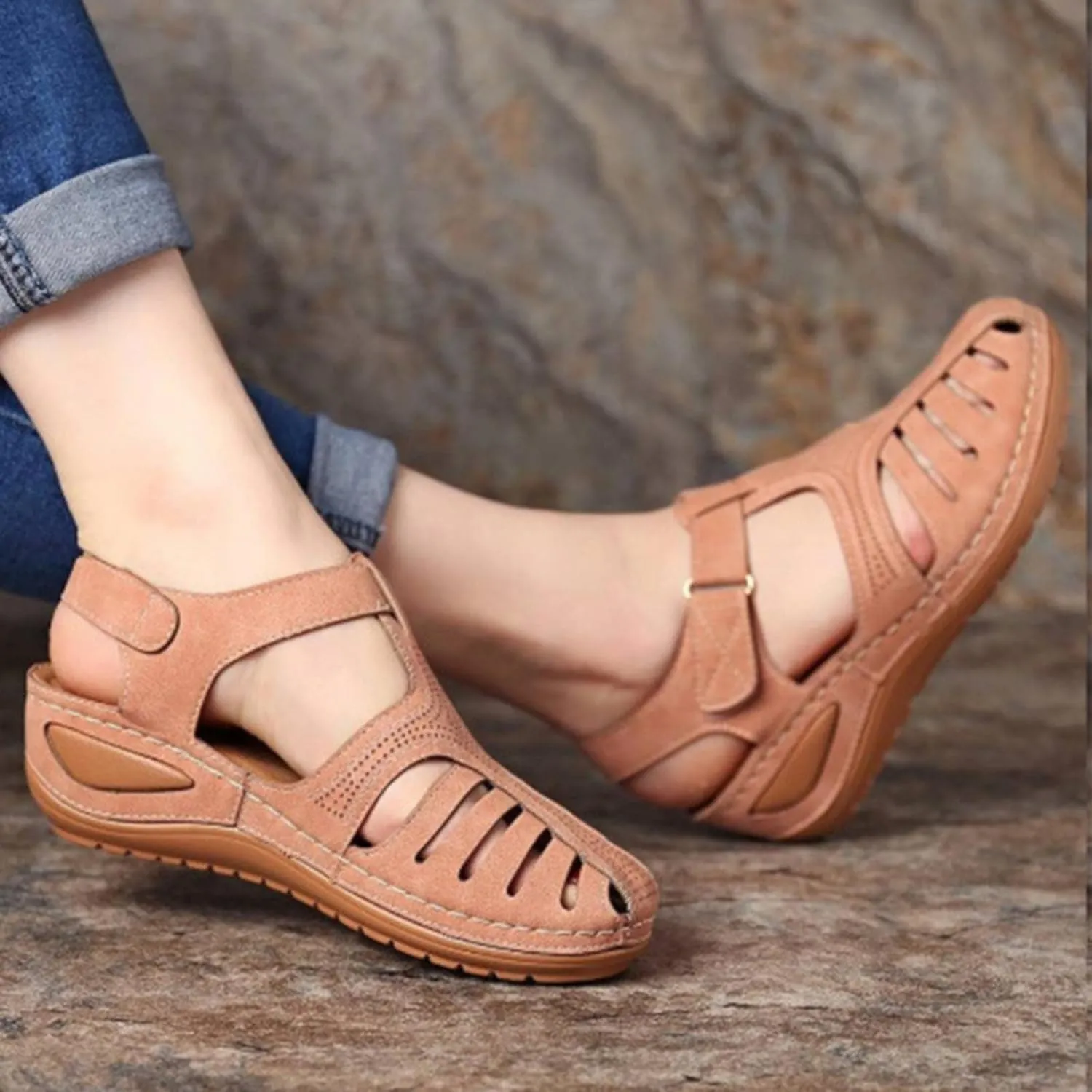 AMDBEL Orthopedic Sandals for Women, Sandals Women Dressy Strappy Black Heels Shoes with Arch Support Leather Slide Sandals