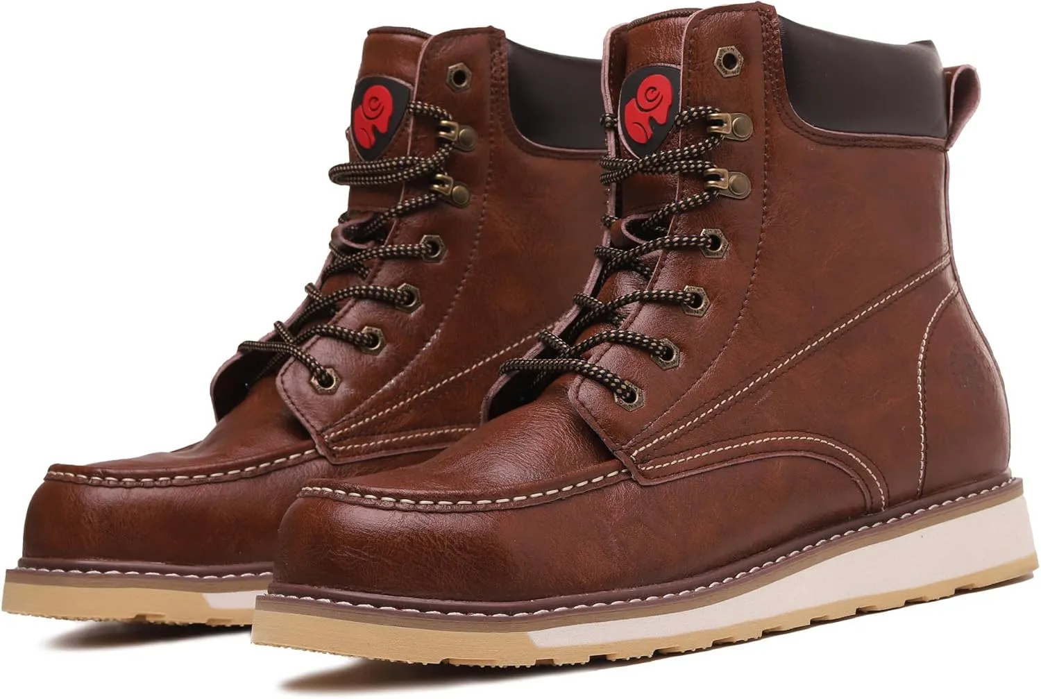 ANGRYRAM Work Boots for Men Steel/Soft Toe Boots,Waterproof Slip Resistant Industrial & Construction Work Boots