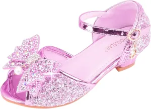 Big Girls Shoes Bow Knot 𝐃iamond Shiny Sandals Shoes High Heels Show Shoes Toddler Winter Shoes