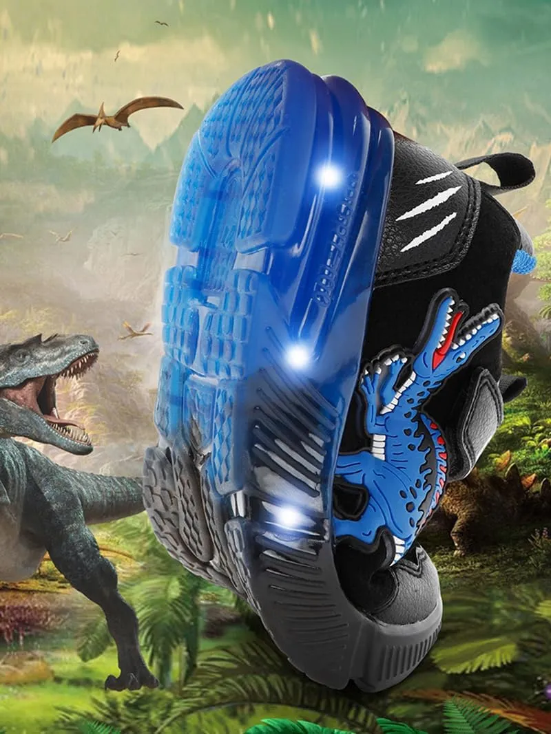 Boys Girls Light Up Dinosaur Shoes Toddler Little Kids Flashing Footwear Lightweight Breathable Children's Sneakers