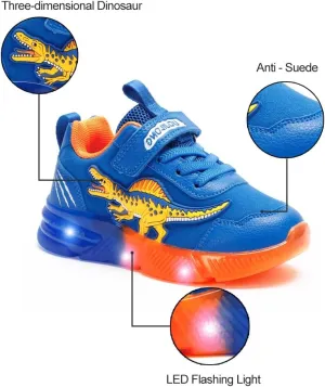 Boys Girls Light Up Dinosaur Shoes Toddler Little Kids Flashing Footwear Lightweight Breathable Children's Sneakers