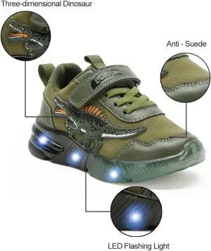 Boys Girls Light Up Dinosaur Shoes Toddler Little Kids Flashing Footwear Lightweight Breathable Children's Sneakers