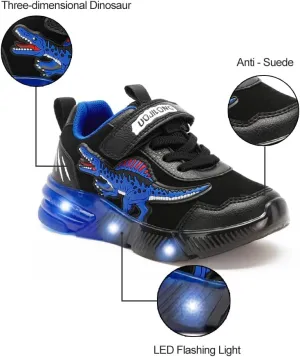 Boys Girls Light Up Dinosaur Shoes Toddler Little Kids Flashing Footwear Lightweight Breathable Children's Sneakers