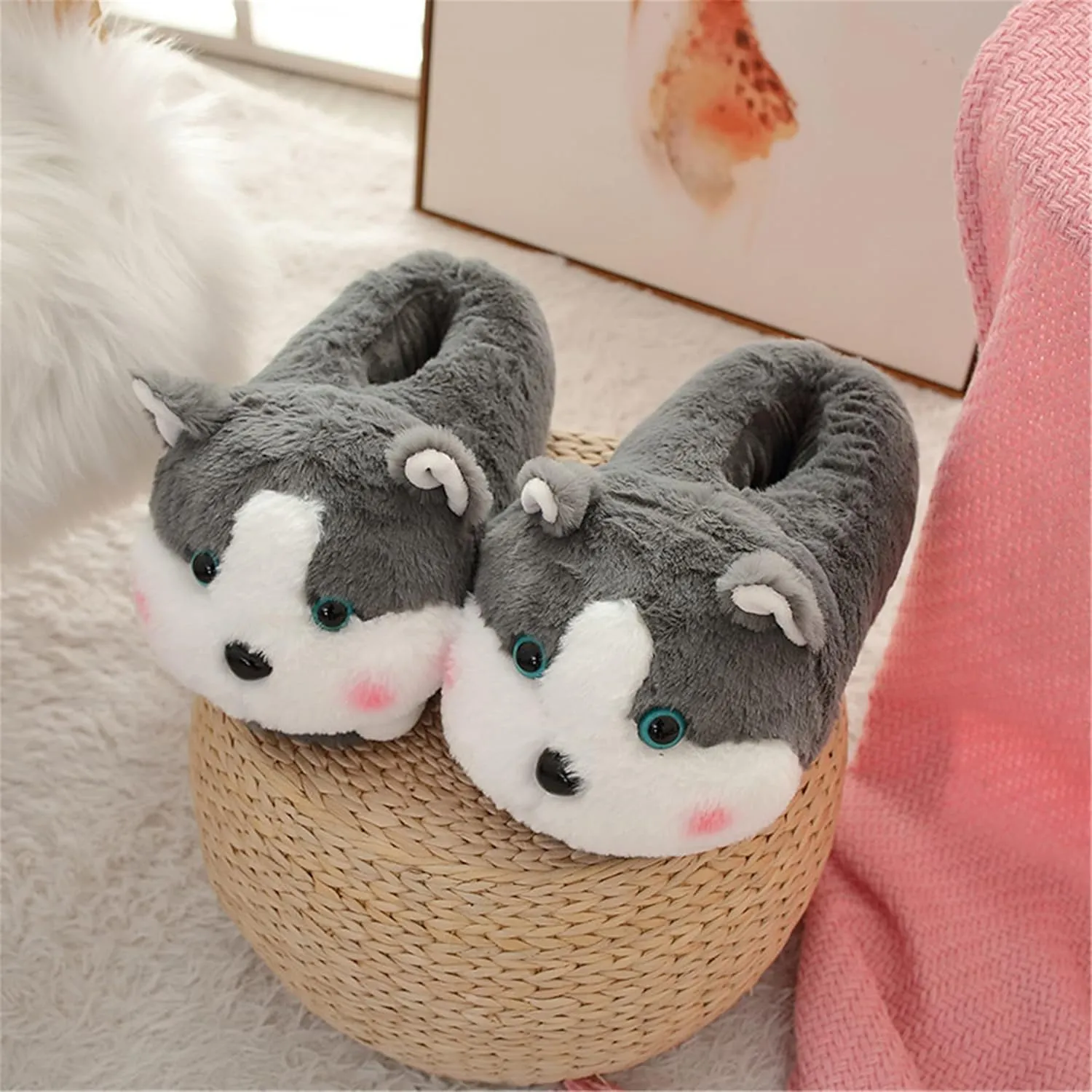 Brand Women's Plush Winter Slippers - Warm, Anti-Slip, Cotton