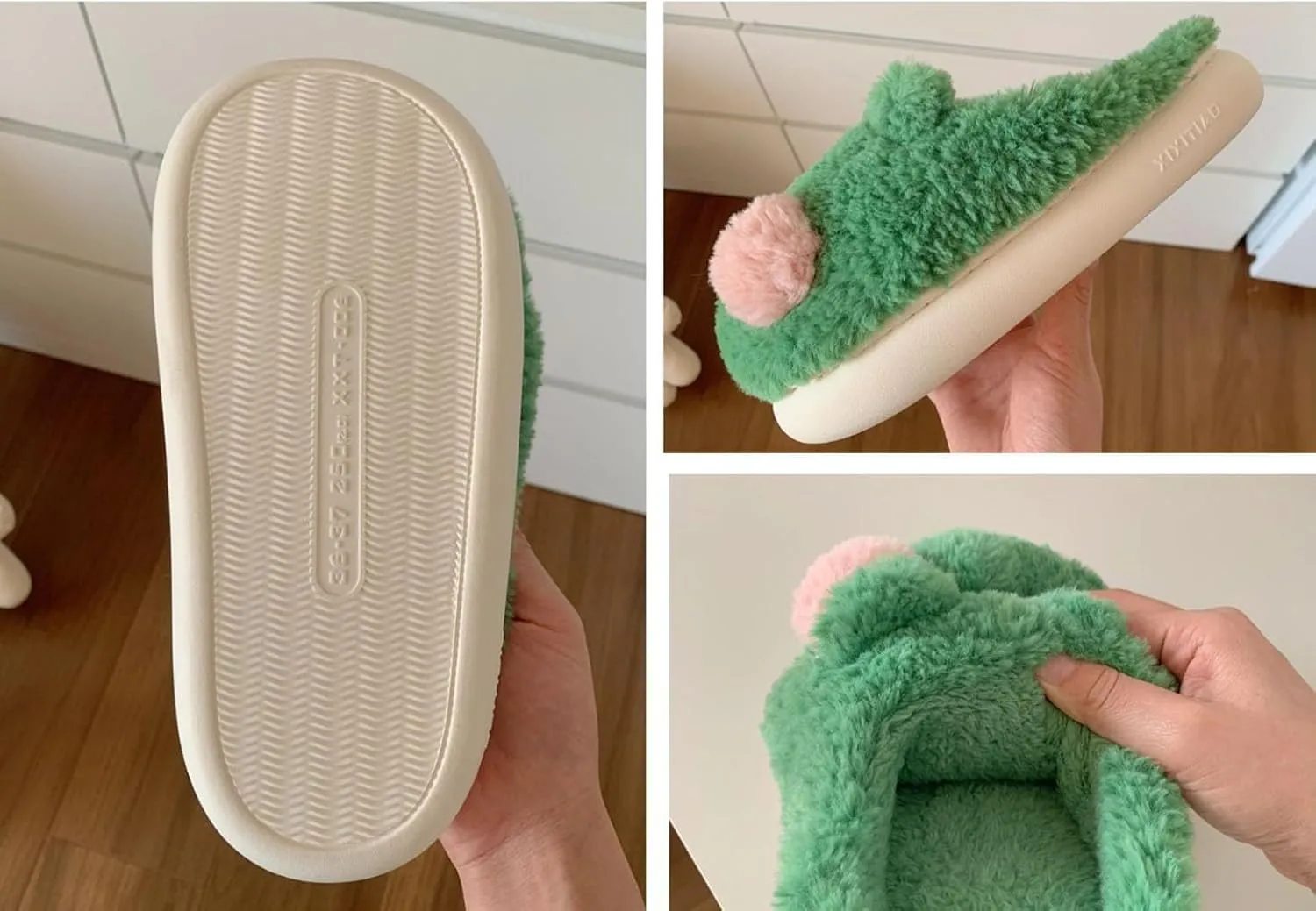 Bridge Cutters Women's & Men's Frog Slippers - Fluffy Cartoon Animal Slippers with Thick Bottoms for Indoor Use