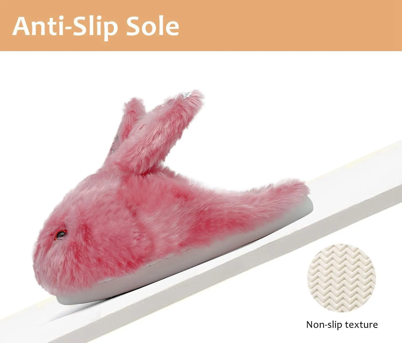 Bunny Slippers for Women Men Cute Plush Rabbit Fuzzy Slippers, Soft Fluffy Animal Winter Warm Indoor House Slippers Shoes