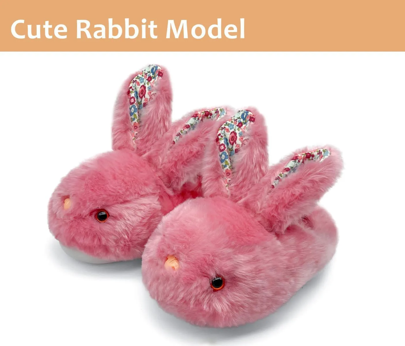 Bunny Slippers for Women Men Cute Plush Rabbit Fuzzy Slippers, Soft Fluffy Animal Winter Warm Indoor House Slippers Shoes