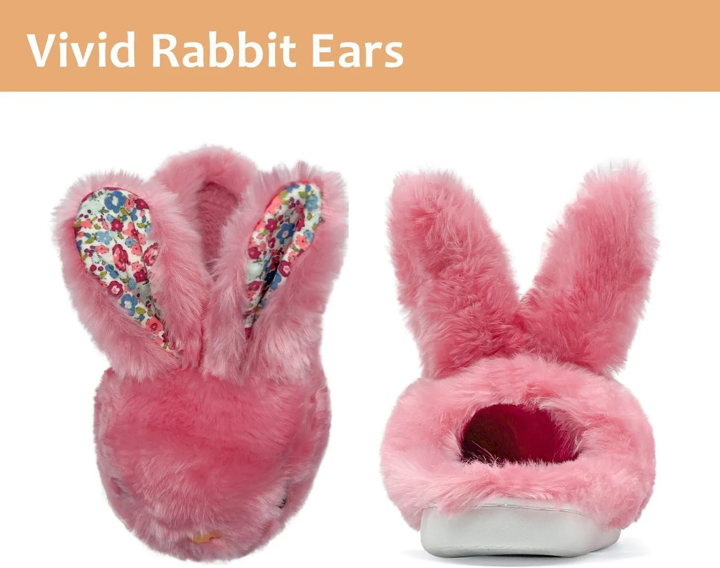 Bunny Slippers for Women Men Cute Plush Rabbit Fuzzy Slippers, Soft Fluffy Animal Winter Warm Indoor House Slippers Shoes