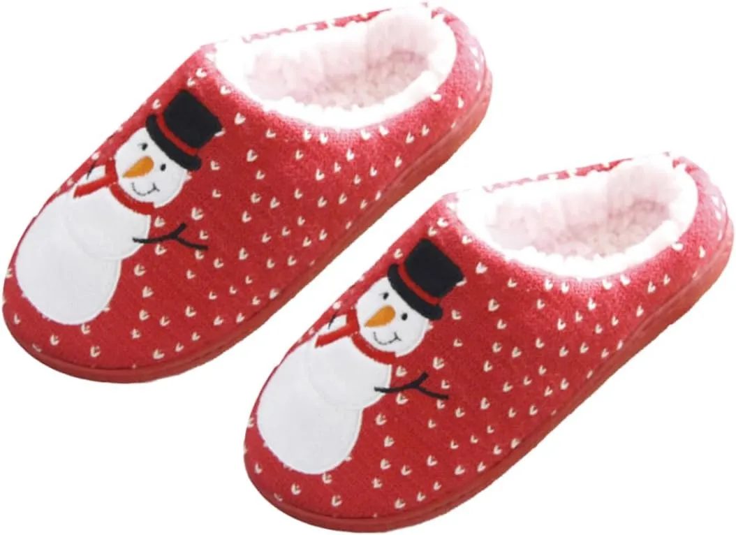 Cabilock Winter Warm Slippers Christmas Sliers Couple Comfortable and Anti-Slip Household Slippers