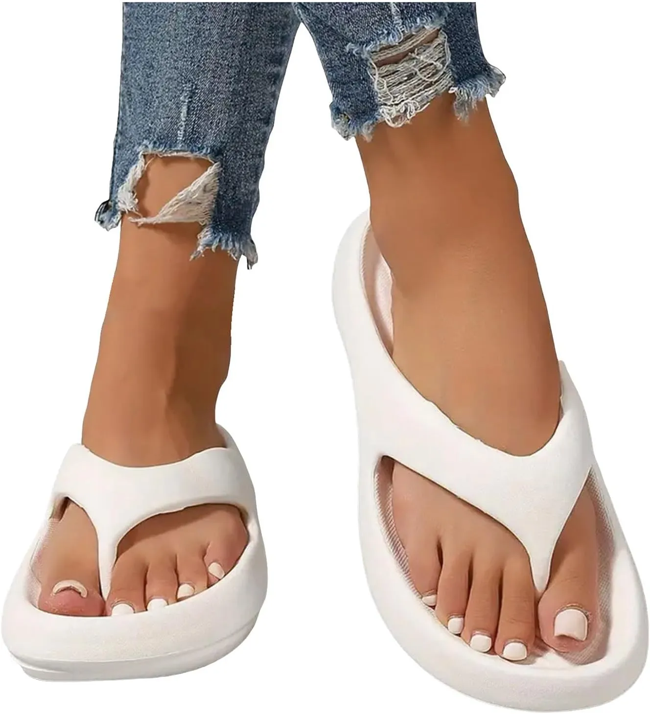 Casual Walking Wedges Flip Flops For Women With Arch Support Yoga Mat Comfortable Summer Beach Walking Thong Cushion