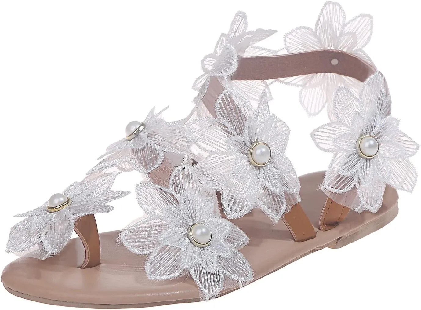 Cathalem Dress Sandals for Women, Orthopedic Open Toe Sandals Bohemian Lace Sandals Summer Beach Flat Sandals Open Toe Shoes