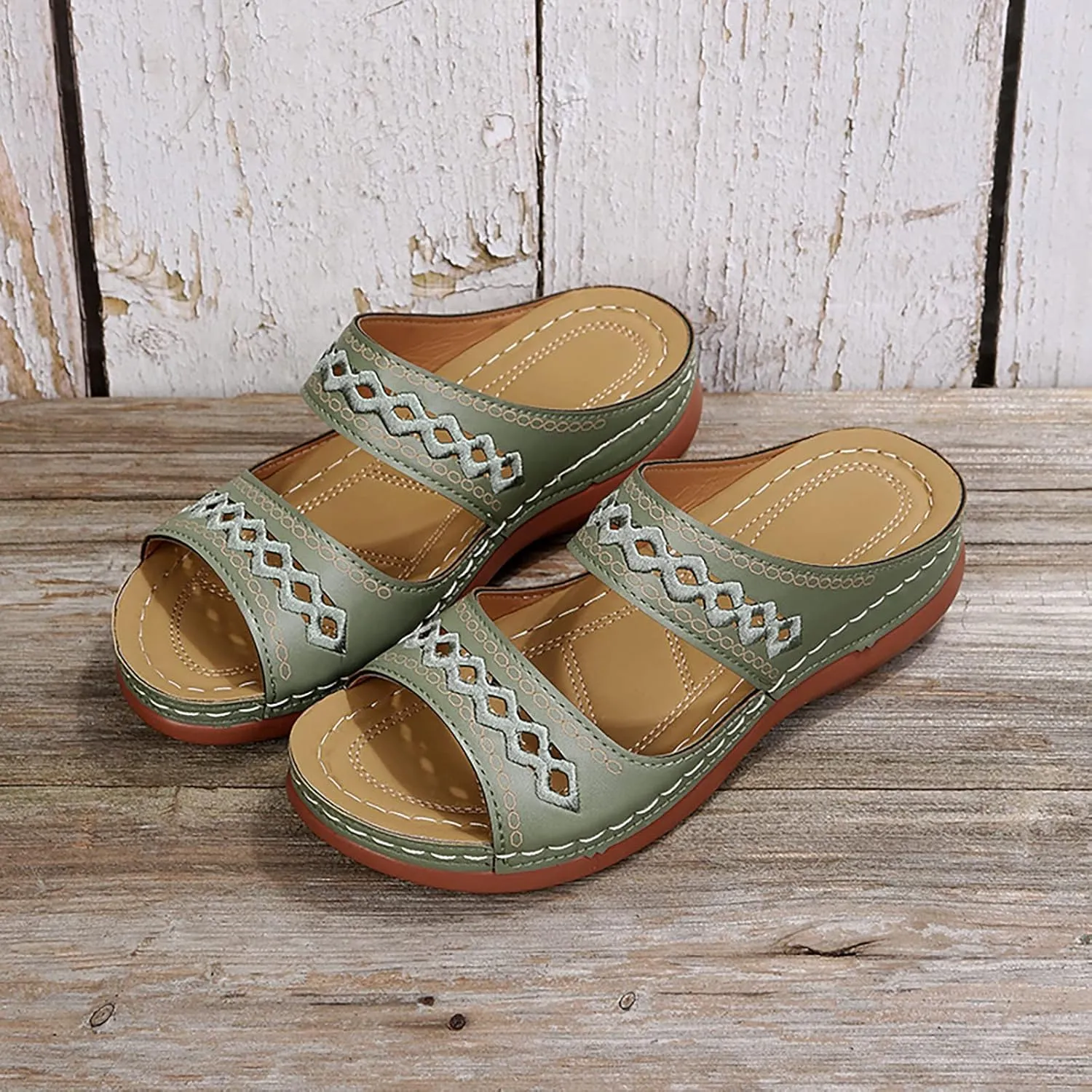Cathalem Orthopedic Sandals for Women, Womens Summer Platform Casual Open Toe Sandals Slippers Breatable Hollow Out Sandals