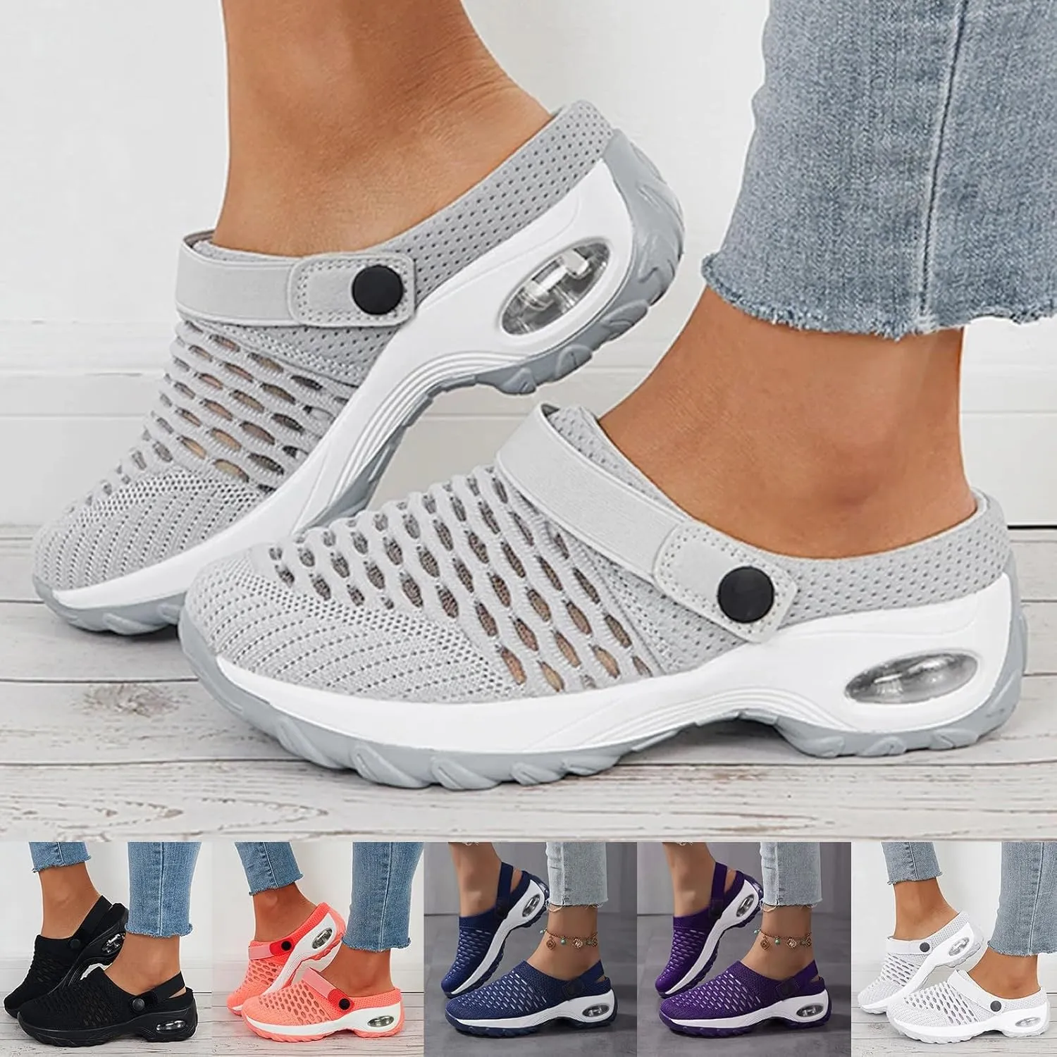 Cathalem Orthopedic Shoes for Women, Air Cushion Slip on Walking Stretch Shoes for Women Wide Width Arch Support