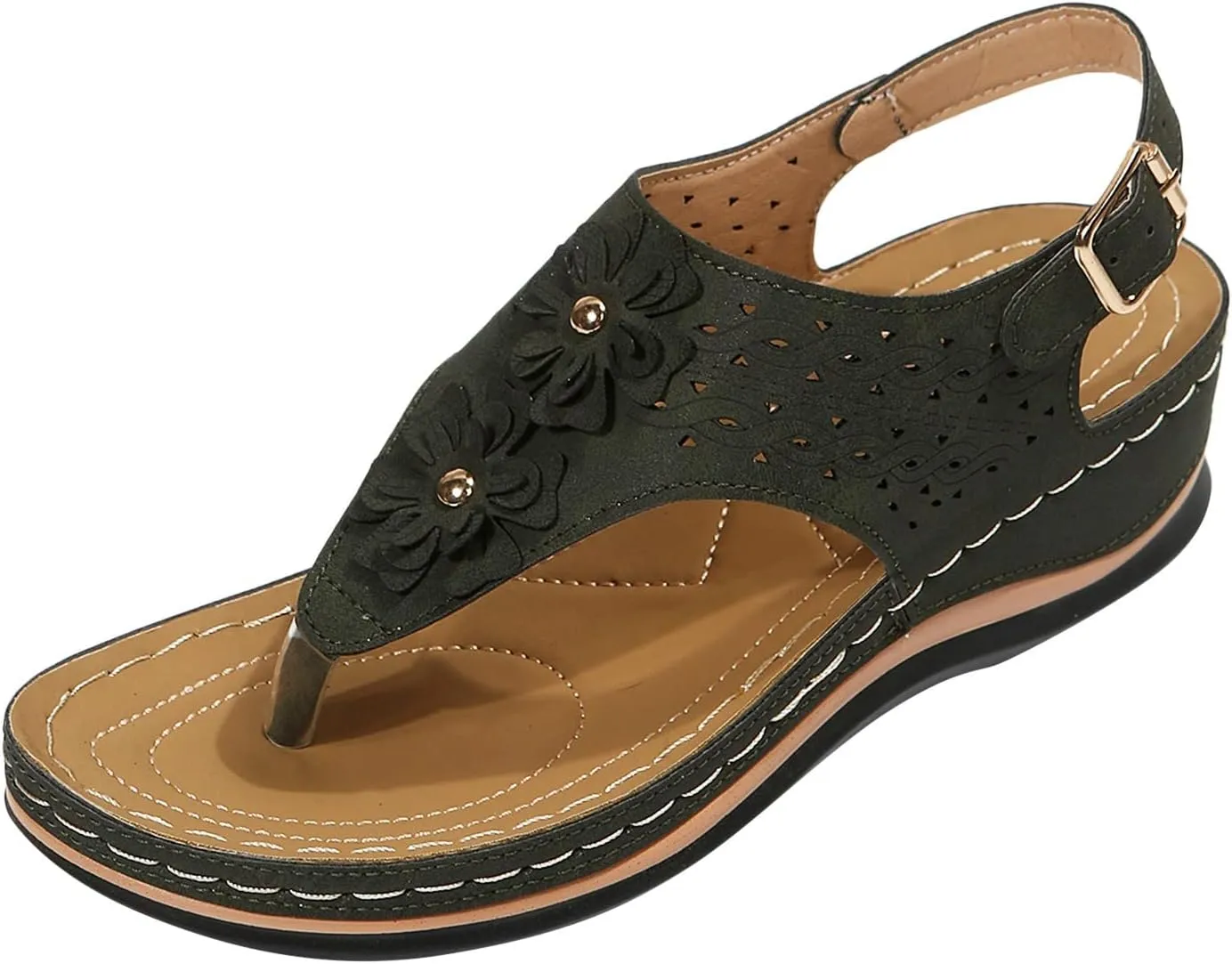 Cathalem Summer Sandals for Women 2024 Orthopedic Flip Flops Arch Support Ladies Lightweight Slip On Beach Sandals
