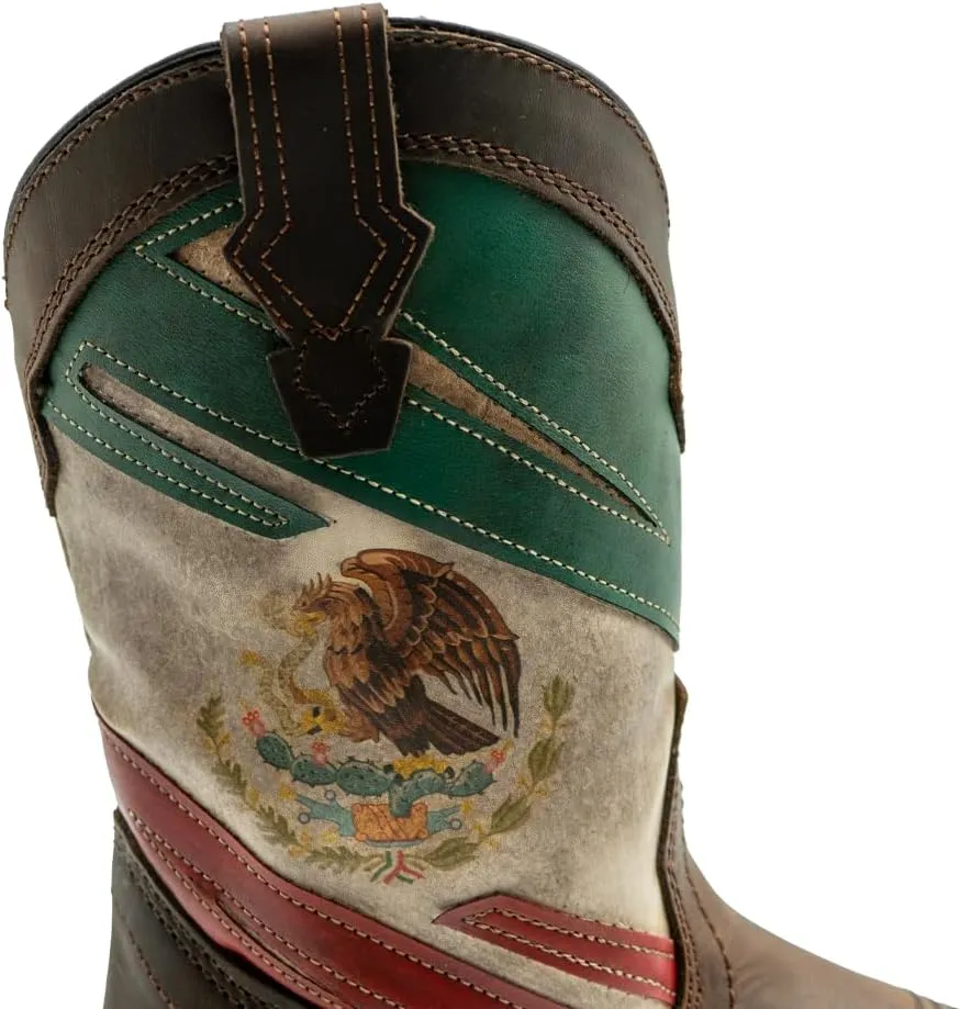 CEBU Men's MEX Soft Toe Work Boots - Leather, Lightweight, Slip Resistant, Mexican Flag
