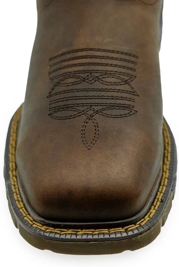 CEBU Men's MEX Soft Toe Work Boots - Leather, Lightweight, Slip Resistant, Mexican Flag