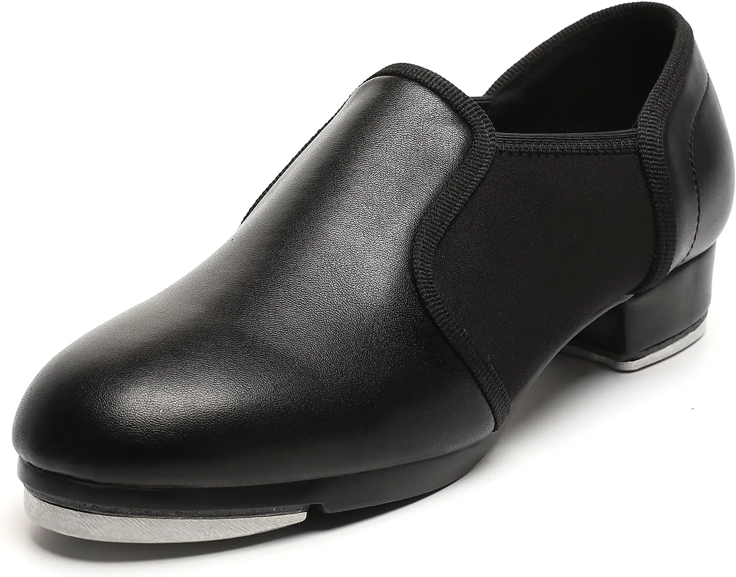 Child Tap Shoes Leather Tap Dance Shoes Non-Slip Jazz Shoes for Girls Boys,Black