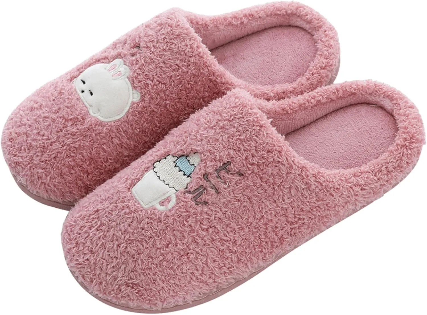 Christmas Slippers for Women Cute House Slippers Memory Foam Furry Bedroom Slippers Anti-Slip Sole Indoor Outdoor