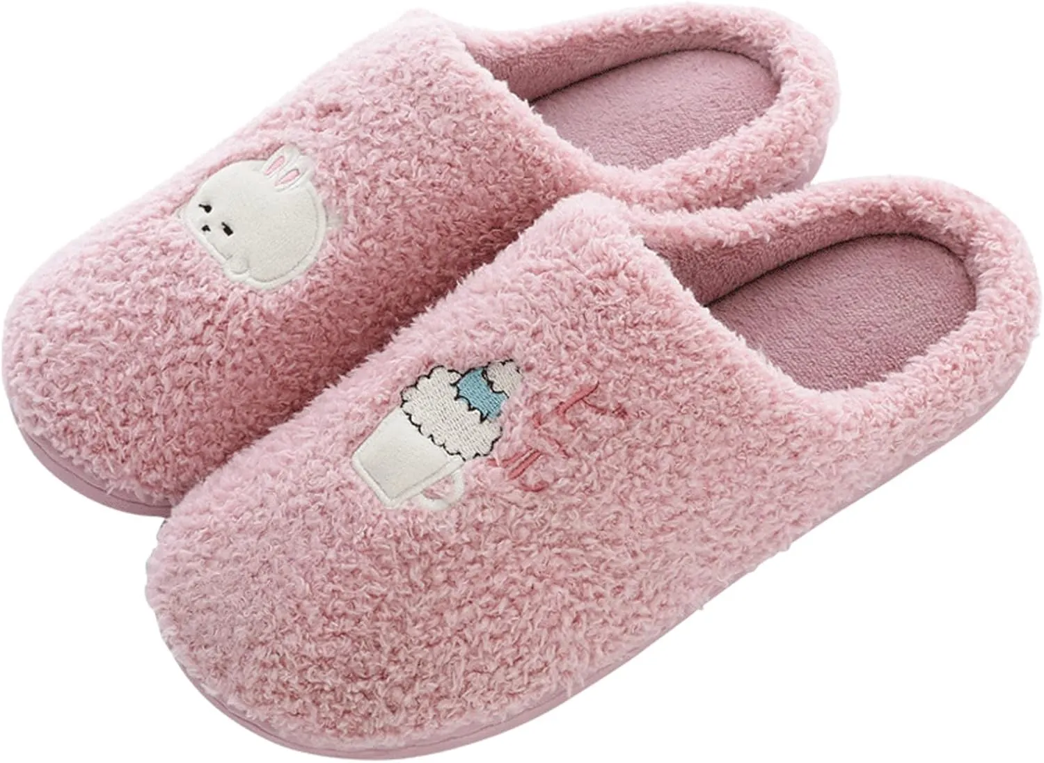 Christmas Slippers for Women Cute House Slippers Memory Foam Furry Bedroom Slippers Anti-Slip Sole Indoor Outdoor