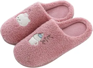 Christmas Slippers for Women Cute House Slippers Memory Foam Furry Bedroom Slippers Anti-Slip Sole Indoor Outdoor
