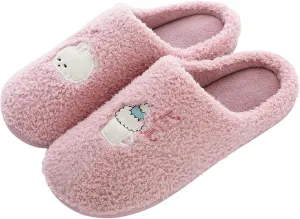 Christmas Slippers for Women Cute House Slippers Memory Foam Furry Bedroom Slippers Anti-Slip Sole Indoor Outdoor