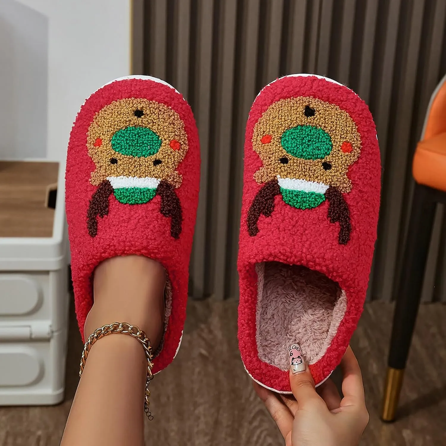 Christmas Slippers Holiday Slipper House Shoes Slipper for Women Fuzzy Outdoor Indoor Bedroom Slippers Women Fluff Yeah