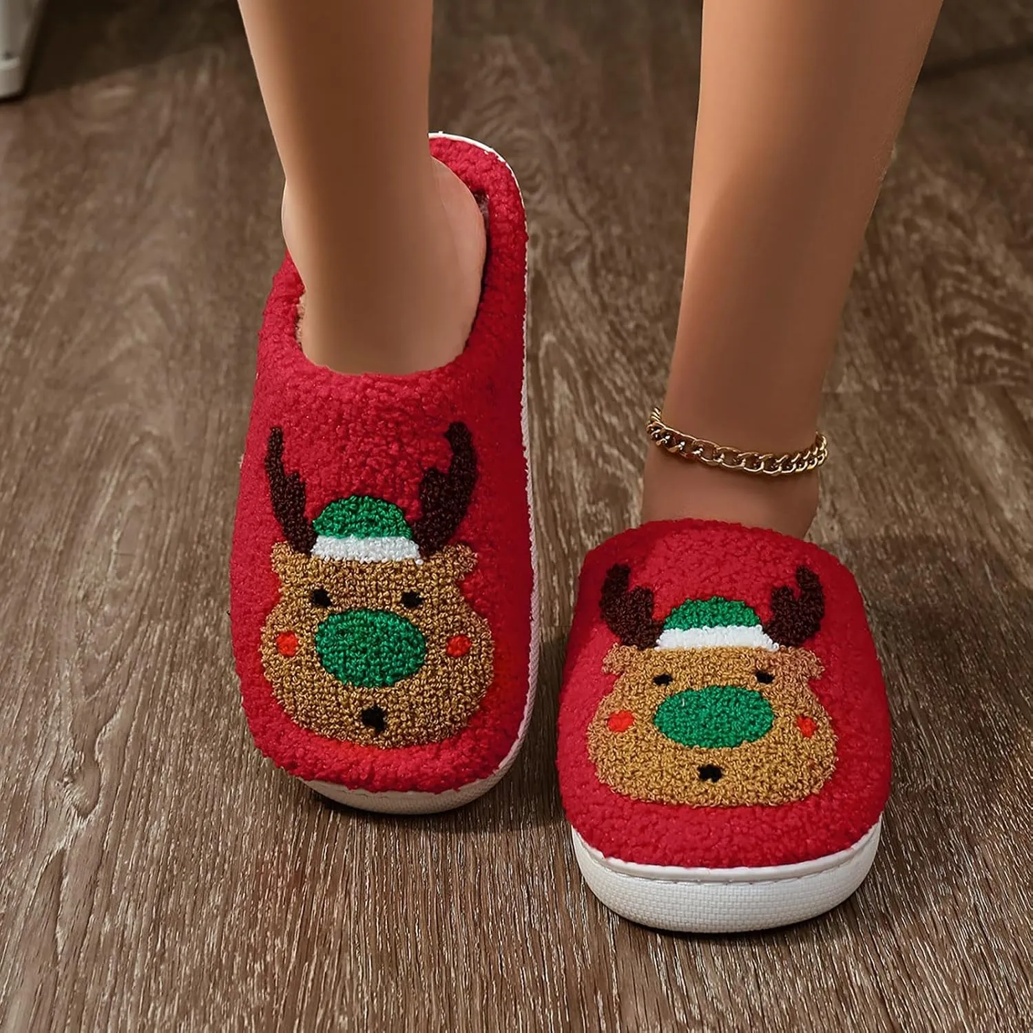 Christmas Slippers Holiday Slipper House Shoes Slipper for Women Fuzzy Outdoor Indoor Bedroom Slippers Women Fluff Yeah
