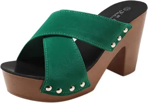 Chunky Block Heel Sandals Women Open Toe Square Toe Strappy Ankle Strap Comfortable Shoes