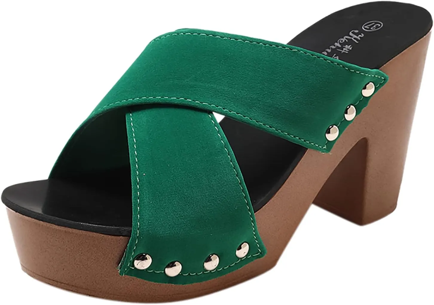 Chunky Block Heel Sandals Women Open Toe Square Toe Strappy Ankle Strap Comfortable Shoes