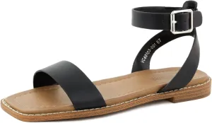 Clara 2 Strap Sandals for Women  Faux Leather Sandals Womens Summer Shoes  Comfortable Flat Sandals