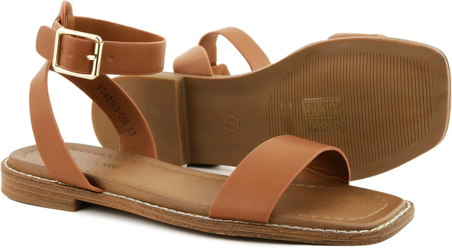 Clara 2 Strap Sandals for Women  Faux Leather Sandals Womens Summer Shoes  Comfortable Flat Sandals