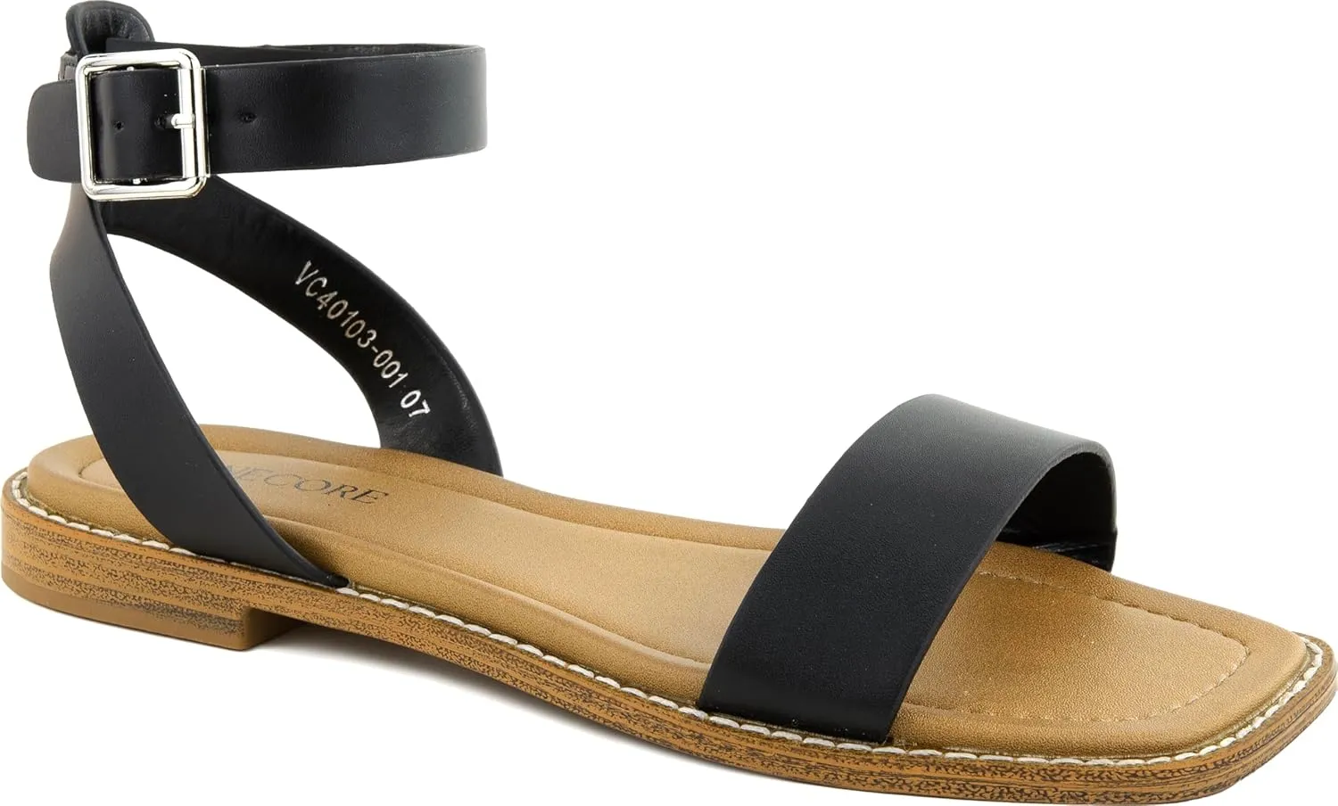 Clara 2 Strap Sandals for Women  Faux Leather Sandals Womens Summer Shoes  Comfortable Flat Sandals