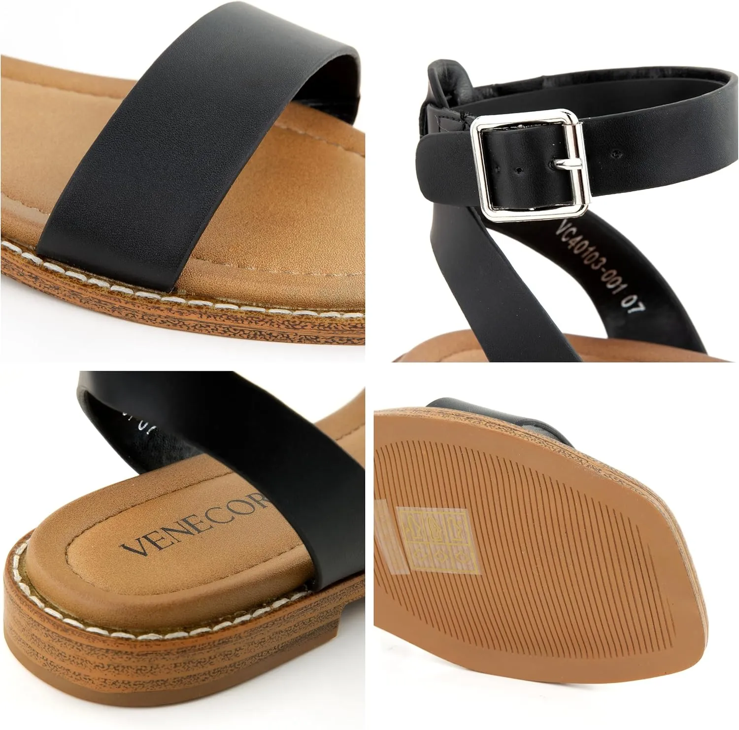 Clara 2 Strap Sandals for Women  Faux Leather Sandals Womens Summer Shoes  Comfortable Flat Sandals