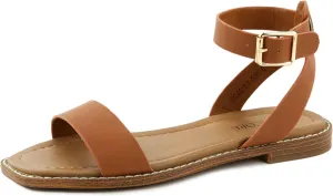 Clara 2 Strap Sandals for Women  Faux Leather Sandals Womens Summer Shoes  Comfortable Flat Sandals