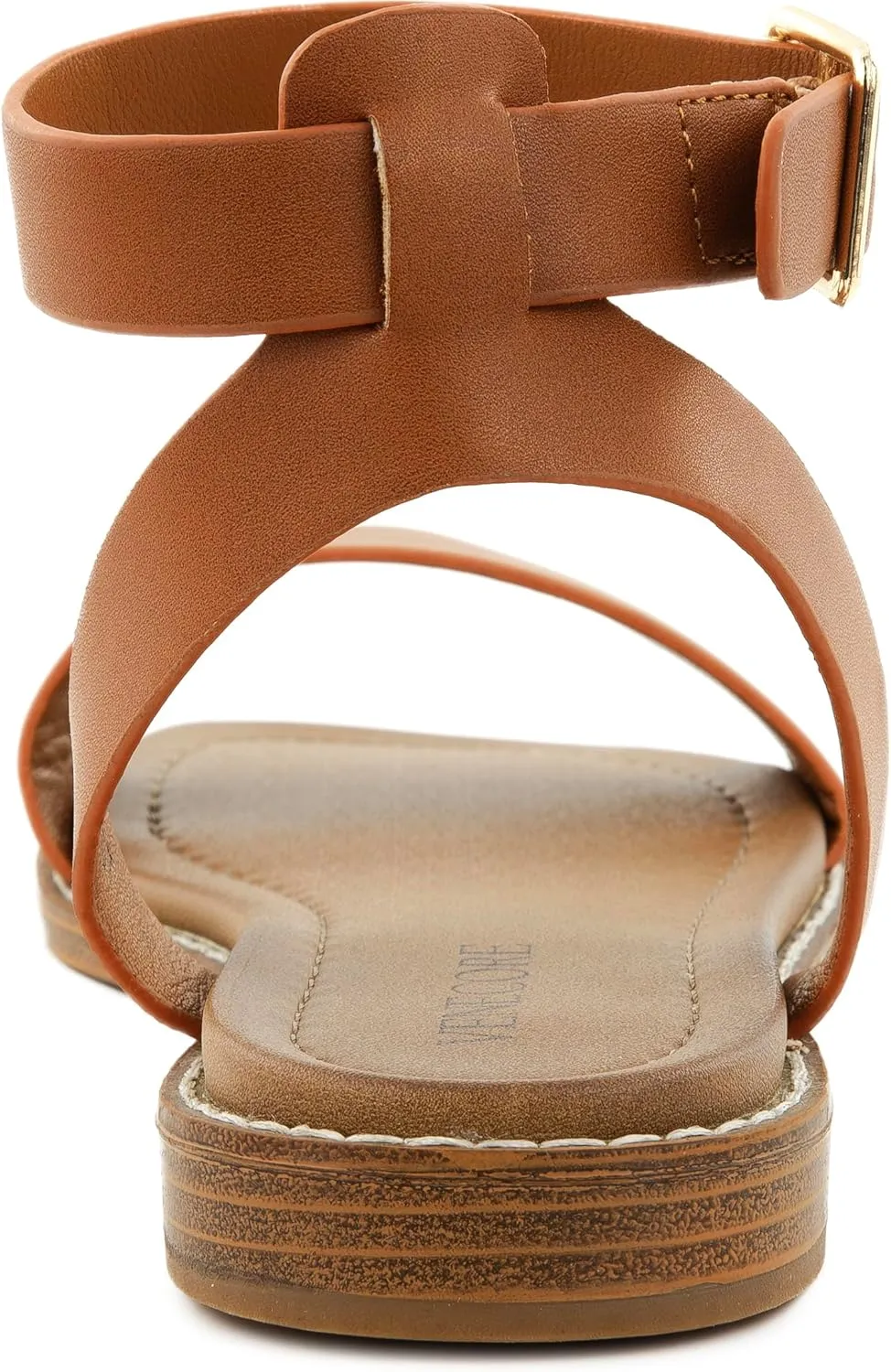 Clara 2 Strap Sandals for Women  Faux Leather Sandals Womens Summer Shoes  Comfortable Flat Sandals