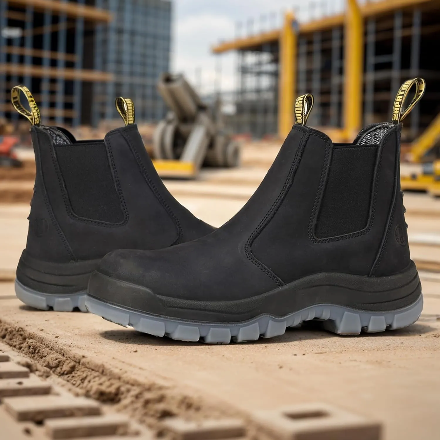 CONRAD Men's Chelsea Slip-On Work Boots - Soft Toe, Composite Toe, Waterproof, Slip Resistant, Safety Shoes