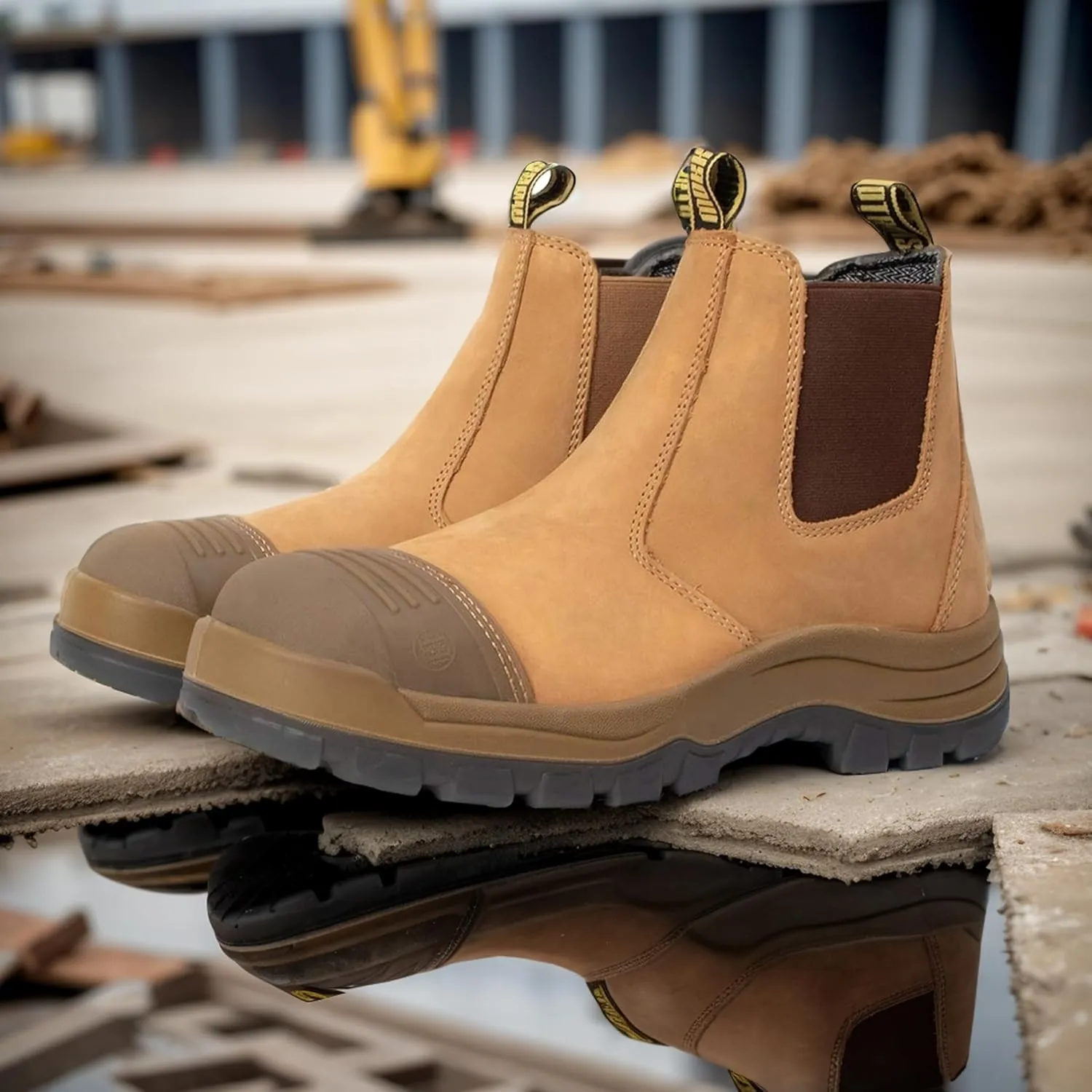 CONRAD Men's Chelsea Slip-On Work Boots - Soft Toe, Composite Toe, Waterproof, Slip Resistant, Safety Shoes