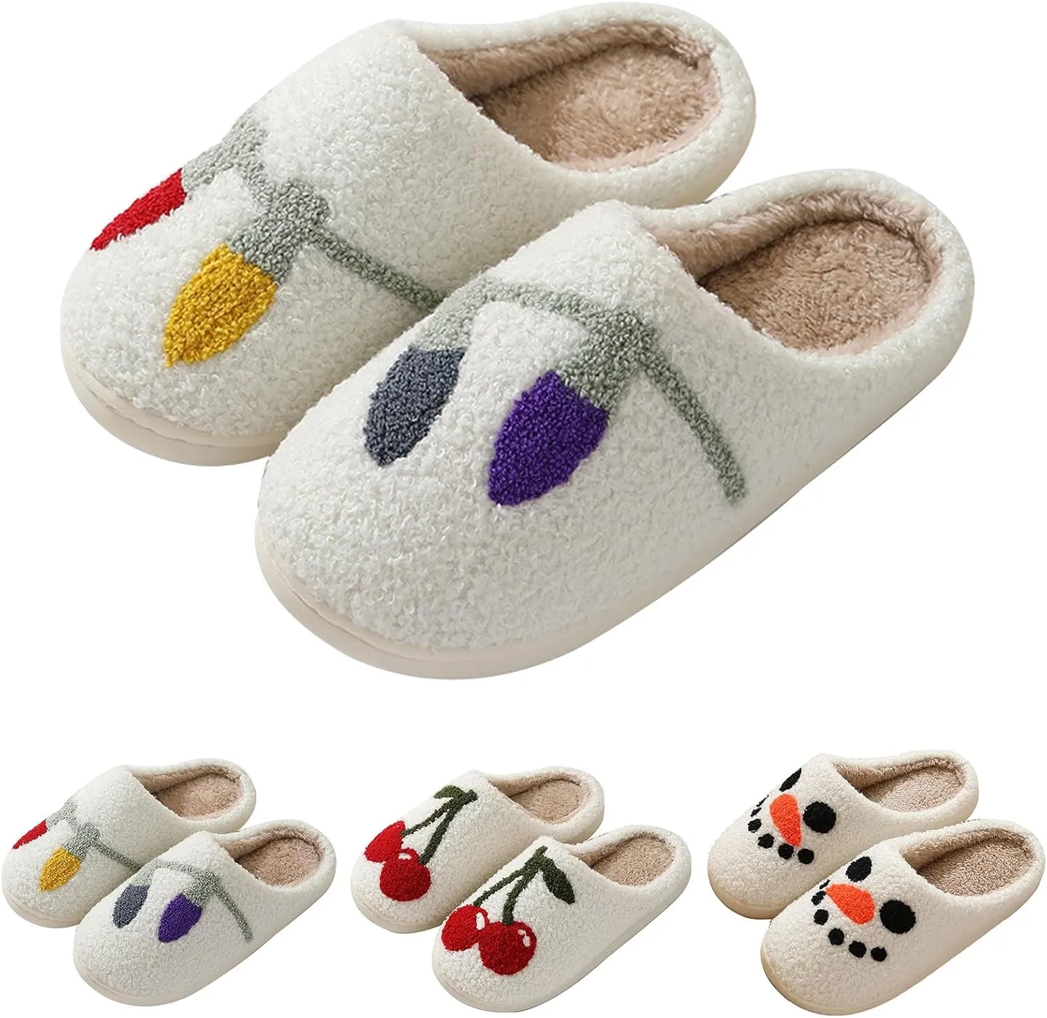Couple Women's Fuzzy Slip-on Slippers Warm Cozy Soft Lightweight Memory Foam Indoor Fall Winter Home Slippers Fuzzy Soft Sole Slippers