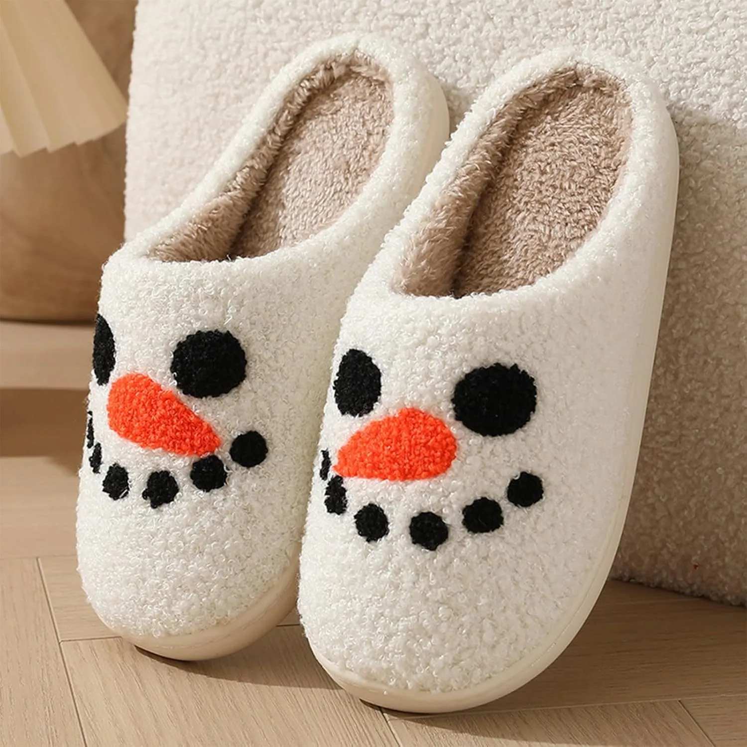 Couple Women's Fuzzy Slip-on Slippers Warm Cozy Soft Lightweight Memory Foam Indoor Fall Winter Home Slippers Fuzzy Soft Sole Slippers