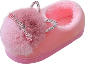 Cute Cat Slippers for Kids Warm Plush Winter Cotton Furry House Slipper Girls Boys Fuzzy artoon Flffy lats Shoes