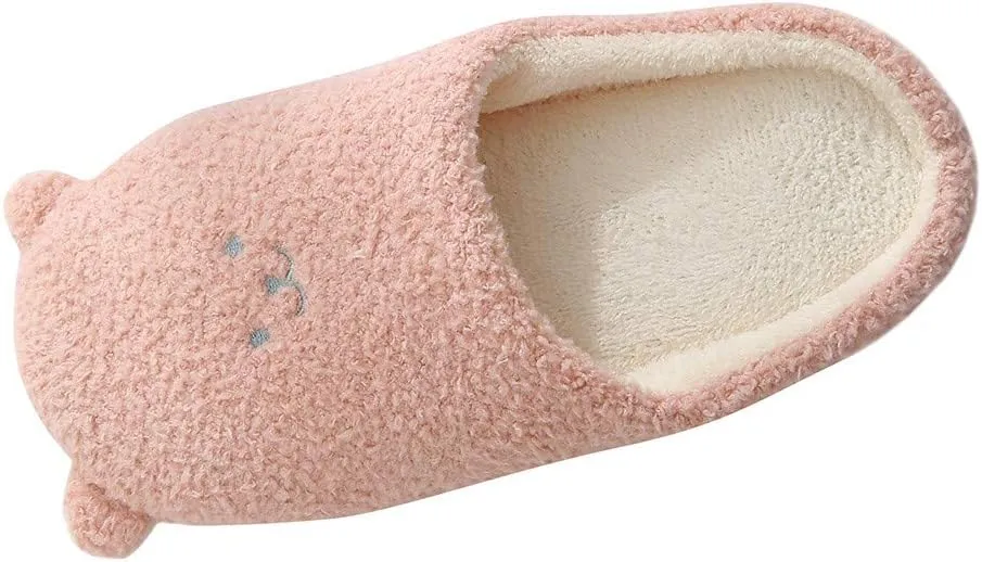 Cute House Slippers for Woman Warm Cozy Plush Fuzzy Cushion Slippers Cloud Bedroom House Shoes Indoor/Outdoor