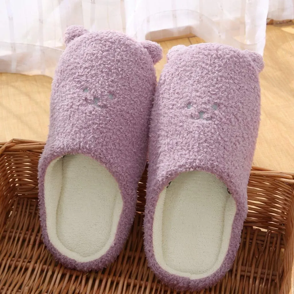 Cute House Slippers for Woman Warm Cozy Plush Fuzzy Cushion Slippers Cloud Bedroom House Shoes Indoor/Outdoor